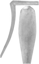 Reading School Buttplate, circa 1790, wax cast steel

Overall length 5-1/8", width 1-5/8", comb 2-1/2"